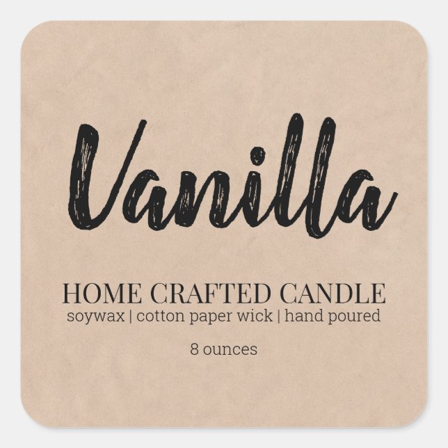 Personalised Candle Label Rustic Kraft Sticker (Front)