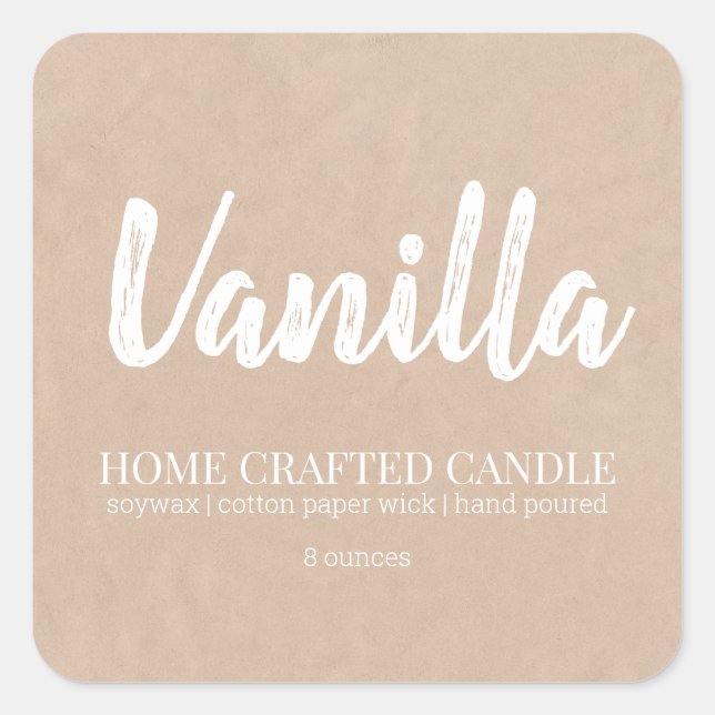 Personalised Candle Label Rustic Kraft Sticker (Front)