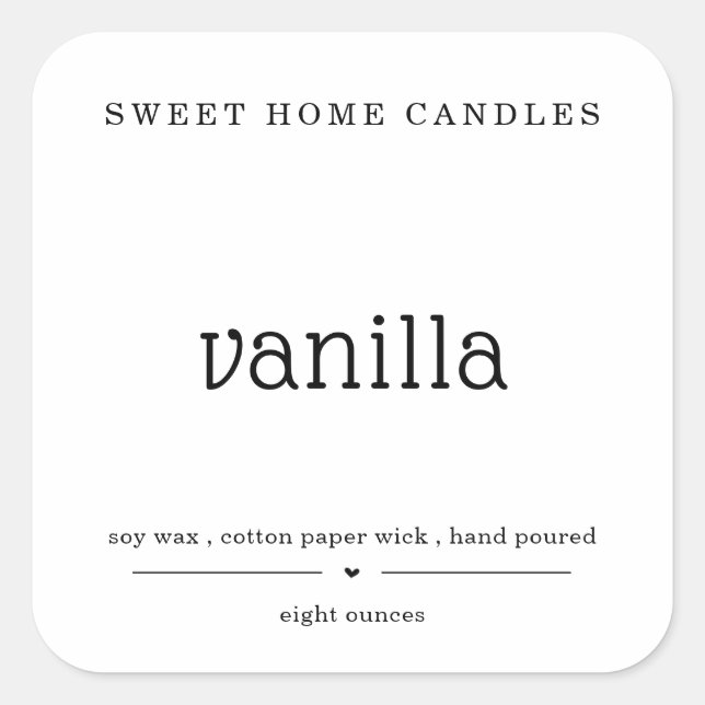 Personalised Candle Label Square Sticker (Front)