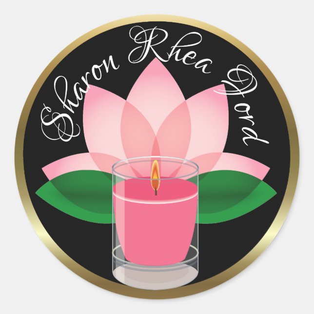 Personalised Candle Lotus Blossom Sticker (Front)