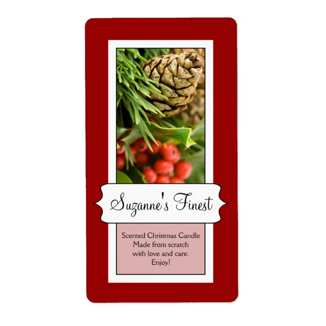 Personalised Candle or Canning Jar Christmas Label (Front)