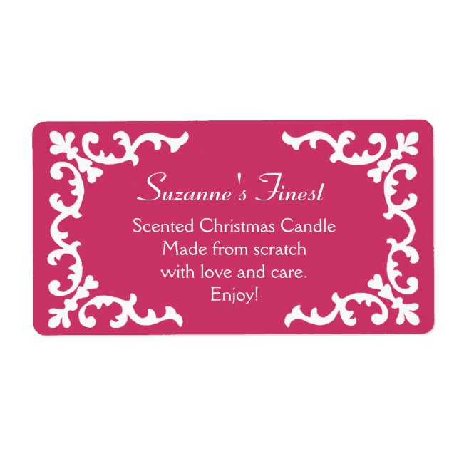 Personalised Candle or Canning Jar Pink Label (Front)