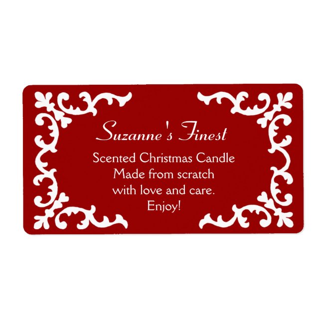 Personalised Candle or Canning Jar Red Label (Front)