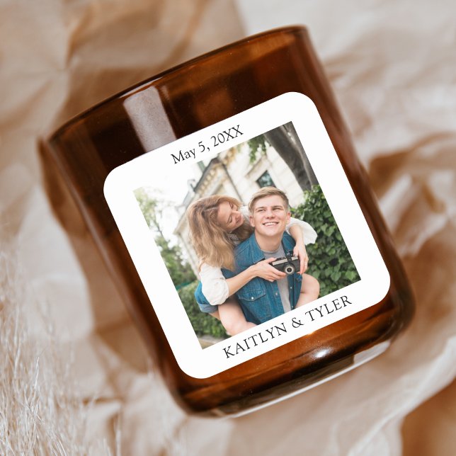 Personalised Candle Wedding Favour Thank Custom Square Sticker (Creator Uploaded)