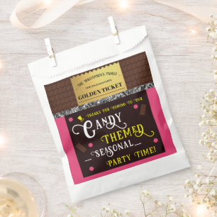 Personalised Candy Bar Golden Ticket Party Favour Bags