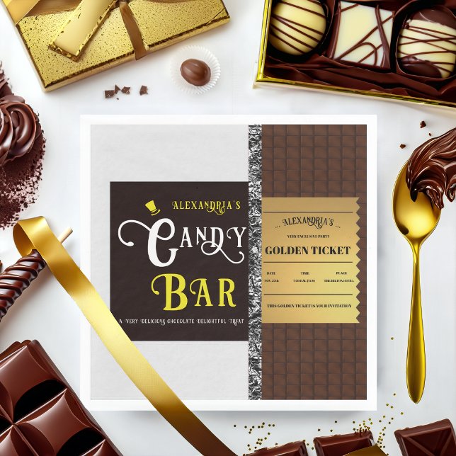 Personalised Candy Bar Golden Ticket Party Napkin (Creator Uploaded)