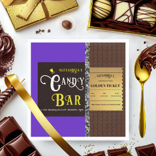 Personalised Candy Bar Golden Ticket Party Napkin