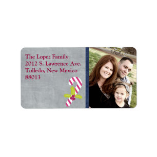Personalised Candy C Photo Christmas Mailing Label