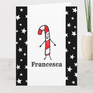 Personalised Candy Cane Christmas Card