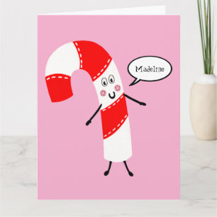Personalised Candy Cane Christmas Card
