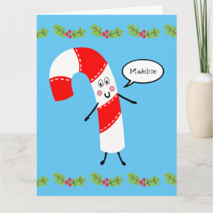 Personalised Candy Cane Christmas Card