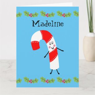 Personalised Candy Cane Christmas Card