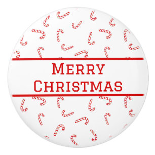 Personalised Candy Cane Christmas Ceramic Knob