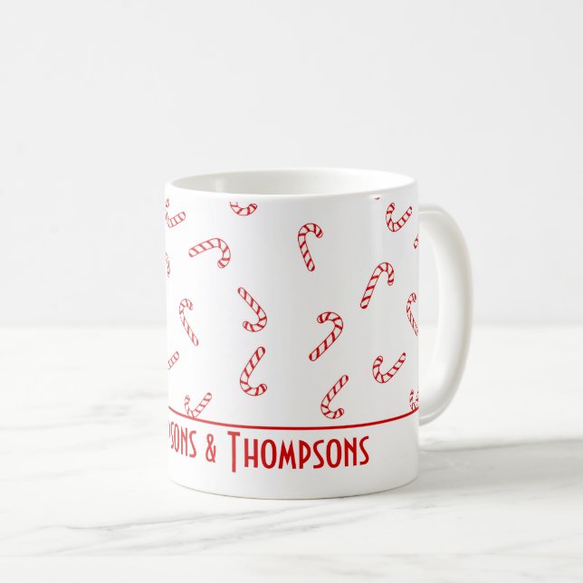 Personalised Candy Cane Christmas Coffee Mug (Front Right)