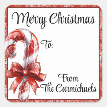 Personalised Candy Cane Christmas Label