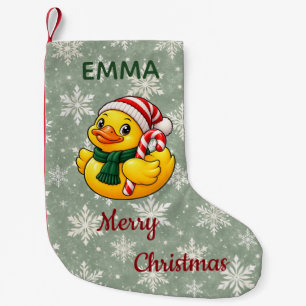 Personalised Candy Cane Christmas Rubber Duck Small Christmas Stocking