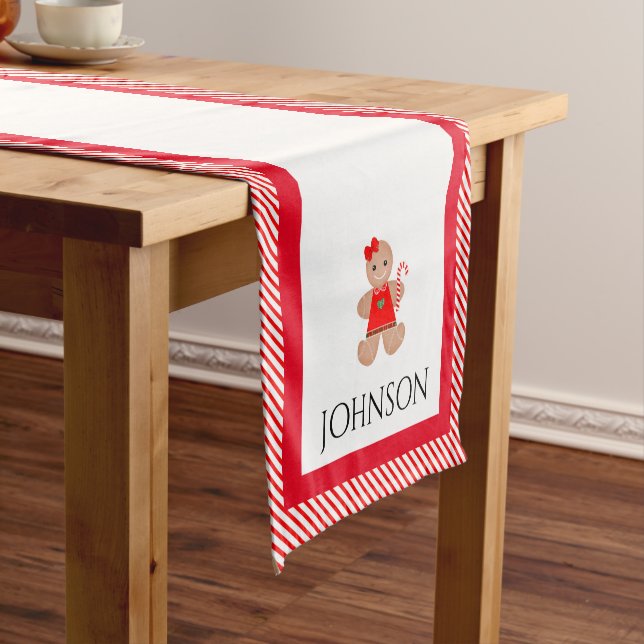 Personalised Candy Cane Christmas Table Runner (In Situ)
