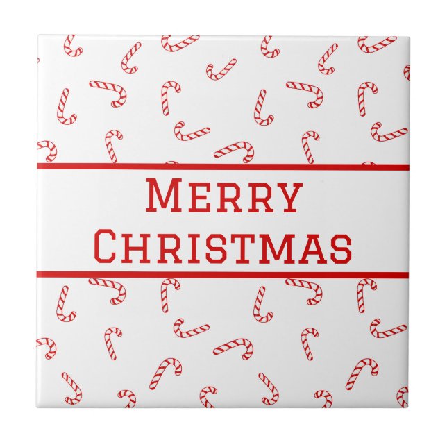Personalised Candy Cane Christmas Tile (Front)
