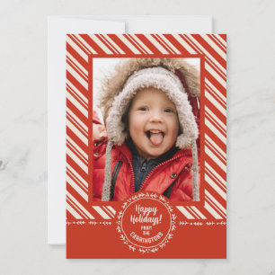 Personalised Candy Cane Stripe Holiday Card
