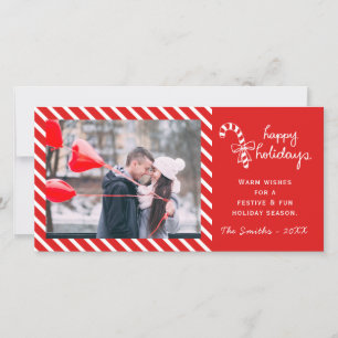 Personalised Candy Cane Stripe Holiday Photo Card