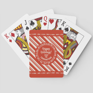 Personalised Candy Cane Stripe Playing Cards