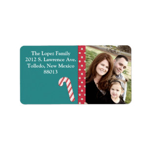 Personalised Candy Cane Stripes on T Mailing Label