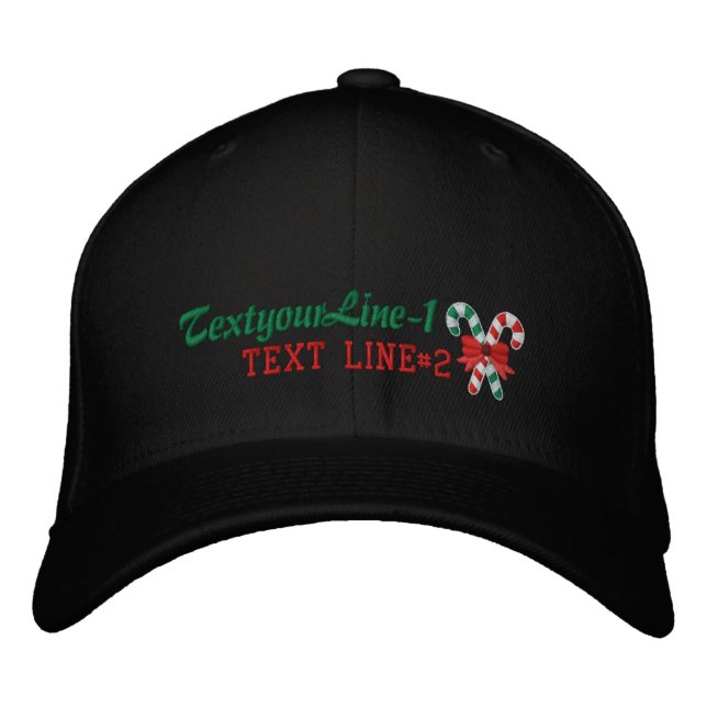 Personalised Candy Canes for the holidays Embroidered Hat (Front)