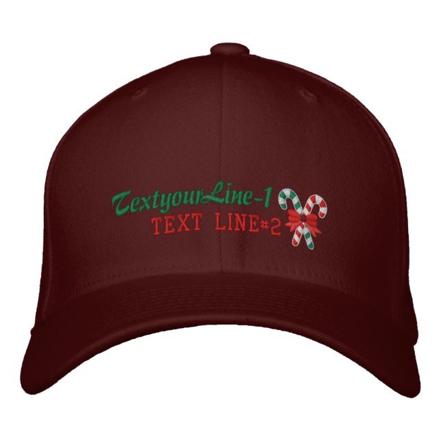 Personalised Candy Canes for the holidays Embroidered Hat (Front)
