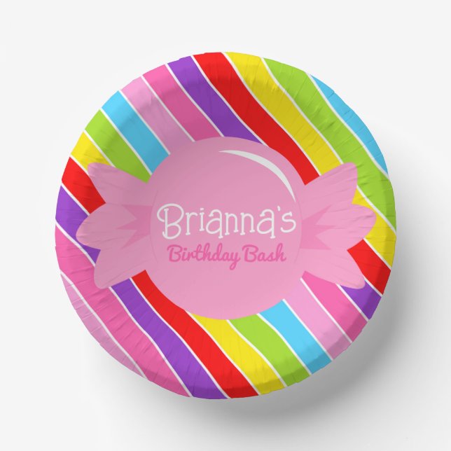 Personalised Candy Rainbow Paper Bowls Plate (Front)