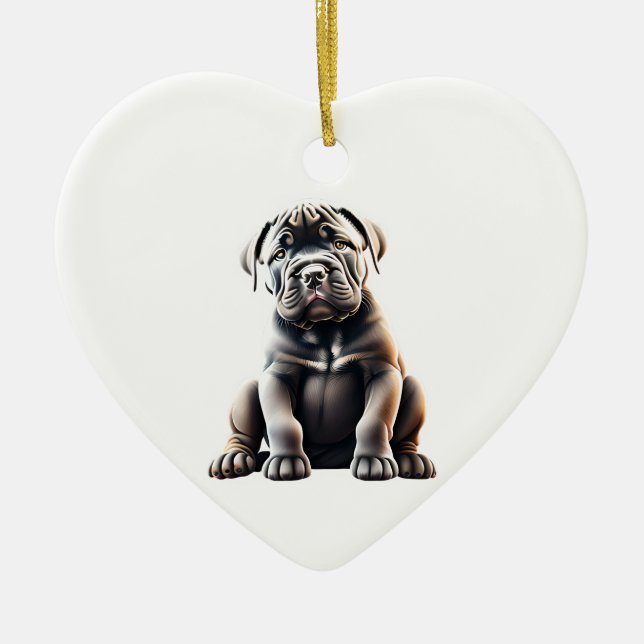 Personalised Cane Corso Puppy Ceramic Tree Decoration (Front)