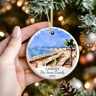 Personalised Cannes, France Gift Ceramic Tree Decoration