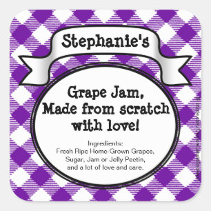 Personalised Canning Grape Jelly/Jam Jar Label