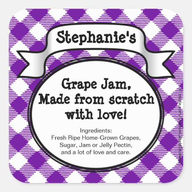 Personalised Canning Grape Jelly/Jam Jar Label (Front)