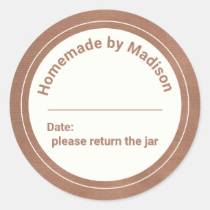 Personalised Canning Homemade   Return the Jar Classic Round Sticker