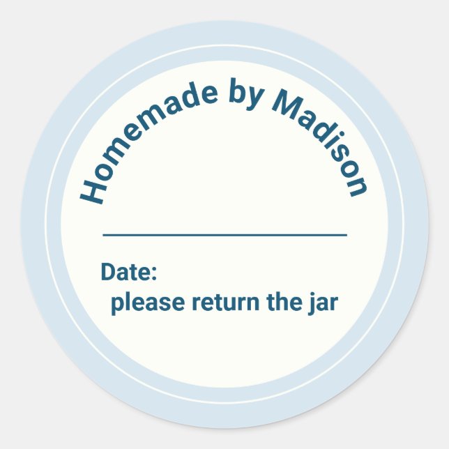 Personalised Canning Homemade | Return the Jar Classic Round Sticker (Front)