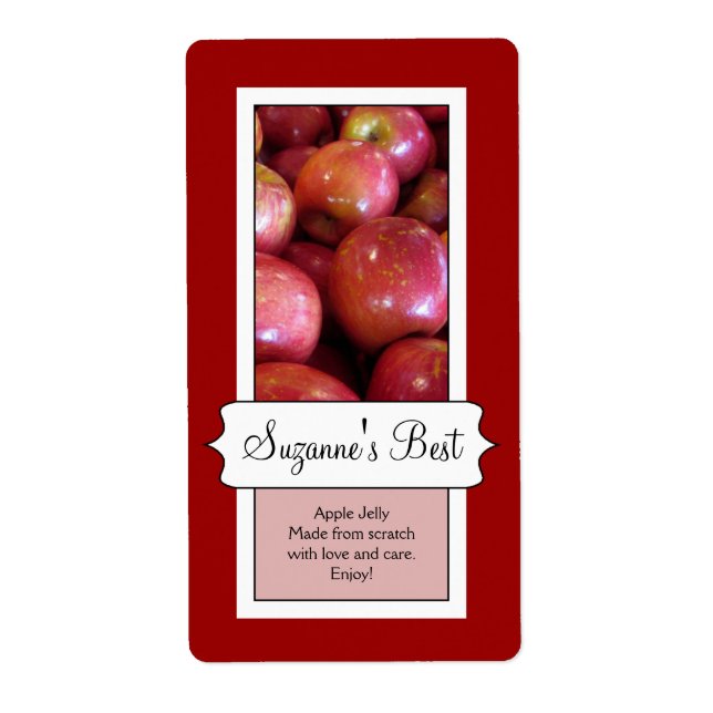 Personalised Canning Jar Label, Apple (Front)