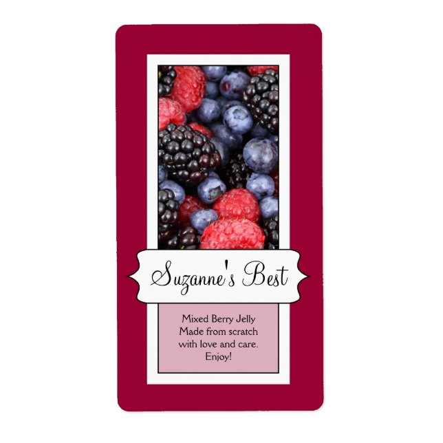 Personalised Canning Jar Label, Berries (Front)