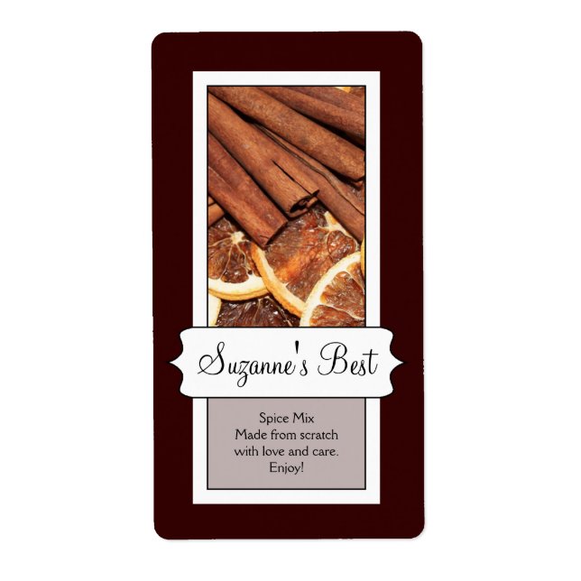 Personalised Canning Jar Label, Cinnamon (Front)