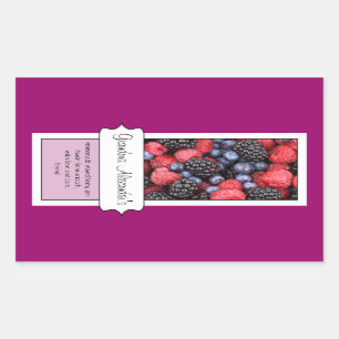 Personalised Canning Jar Label, Custom Berries Rectangular Sticker