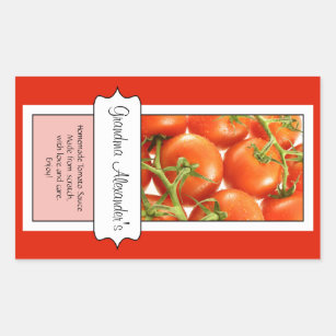 Personalised Canning Jar Label, Custom Tomato Rectangular Sticker