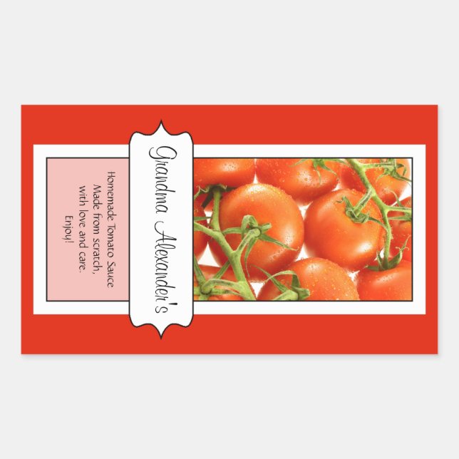 Personalised Canning Jar Label, Custom Tomato Rectangular Sticker (Front)