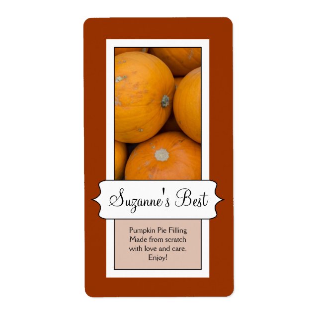 Personalised Canning Jar Label, Pumpkin (Front)
