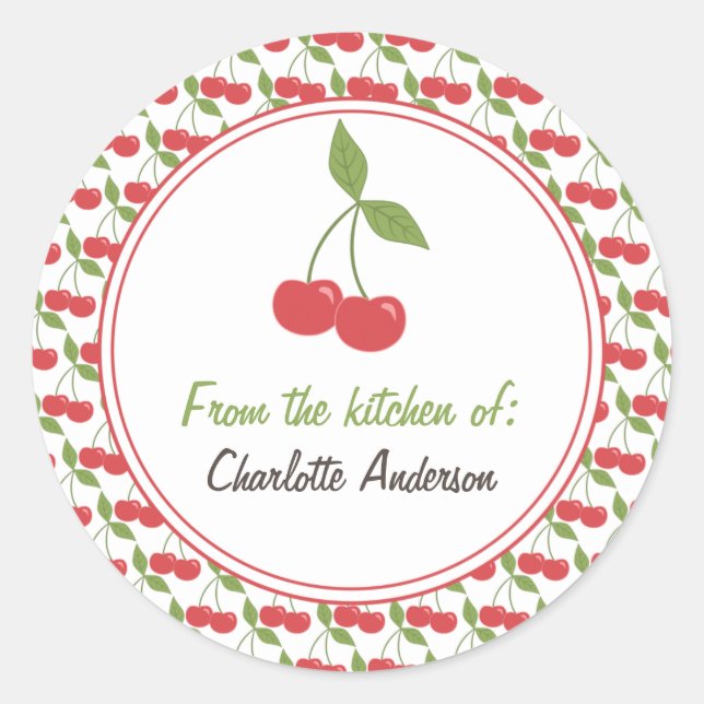 Personalised Canning Labels - Cute Cherries (Front)