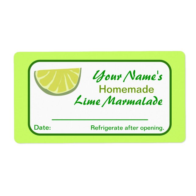 Personalised Canning Labels Lime Preserves Pickles (Front)