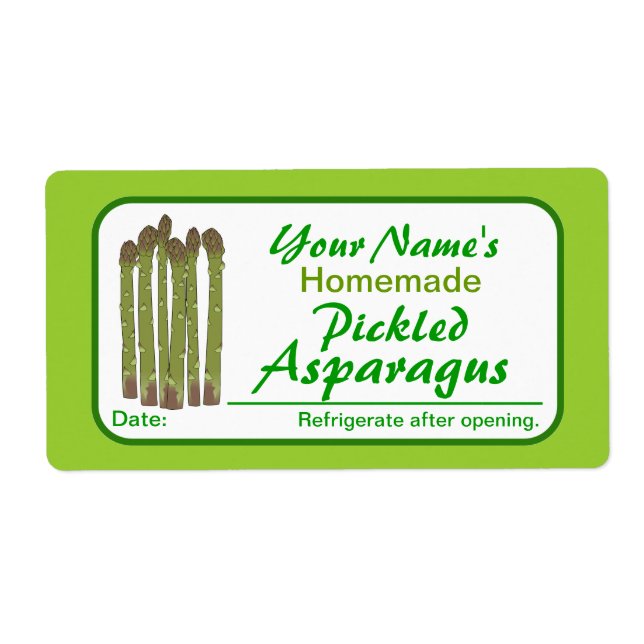 Personalised Canning Labels Pickled Asparagus (Front)