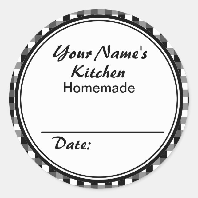 Personalised Canning Labels Round Sticker Black (Front)
