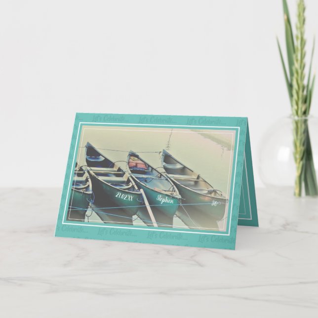 Personalised canoe birthday party invitation (Front)