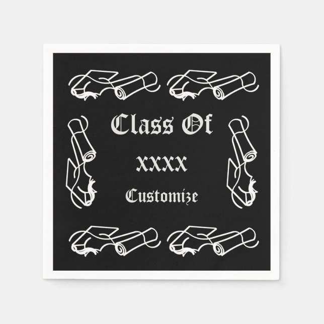 Personalised Cap & Diploma Class Event Napkins 3 (Front)