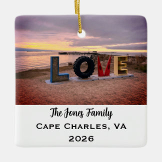 Personalised Cape Charles, Virginia Photo Xmas Ceramic Ornament