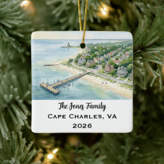 Personalised Cape Charles, Virginia Xmas Ceramic Ornament
